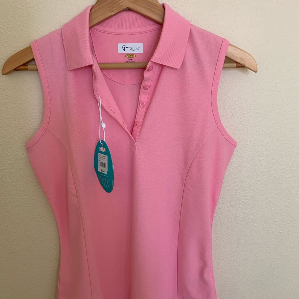 Pink sleeveless golf top
